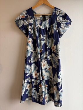 Royal Hawaiian Creations Blue Floral Hawaiian Midi Dress
